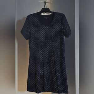Tommy Hilfiger Mini Dress Navy Polka Dot T-Shirt Dress Size Medium